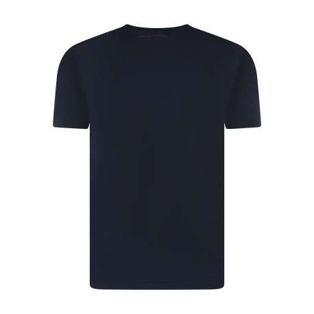 T-shirt en coton bleu foncé à coupe droite pourvu d'un col v - Image 2
