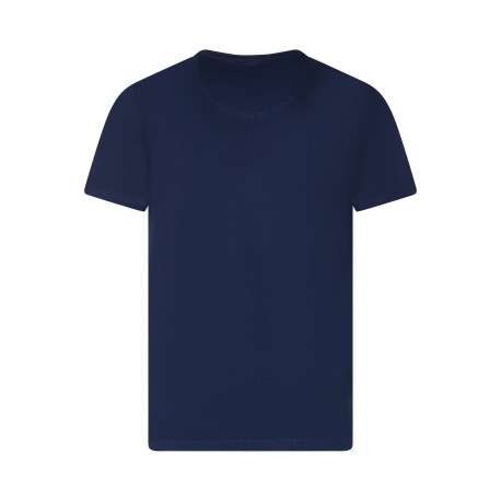 T-shirt en coton marine uni avec une coupe droite et un col v - Image 2