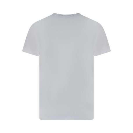 T-shirt en coton blanc uni avec une coupe droite et un col v - Image 2