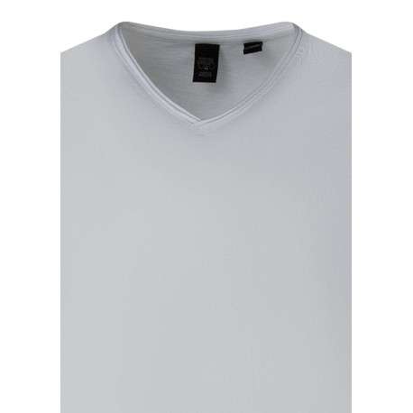 T-shirt en coton blanc uni avec une coupe droite et un col v - Image 3