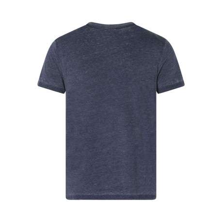 T-shirt marine uni pourvu d'un col v et des manches courtes - Image 2