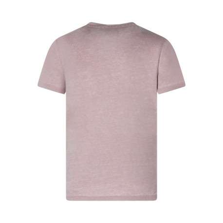 T-shirt saumon uni pourvu d'un col v et des manches courtes - Image 2