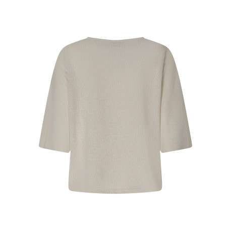 Pull beige uni pourvu d'une coupe ample et de manches courtes - Image 2