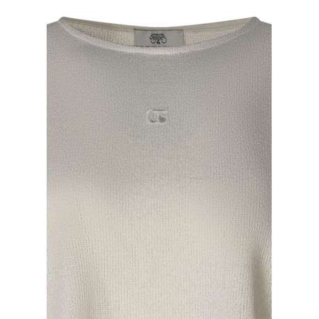 Pull beige uni pourvu d'une coupe ample et de manches courtes - Image 3