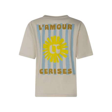 T-shirt en coton écru uni pourvu d'une coupe ample et d'un col rond - Image 2