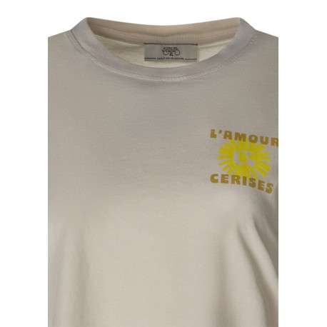 T-shirt en coton écru uni pourvu d'une coupe ample et d'un col rond - Image 3
