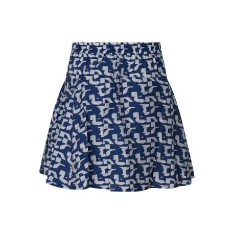 Jupe courte bleue et blanche géométrique pourvue d'une coupe évasée - Image 2
