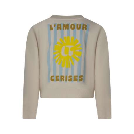 Sweat en coton mélangé écru uni pourvu d'une coupe droite et d'un col rond - Image 2