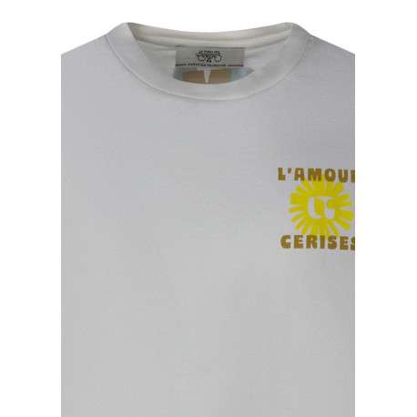 T-shirt en coton écru uni pourvu d'une coupe droite et d'un col rond - Image 3