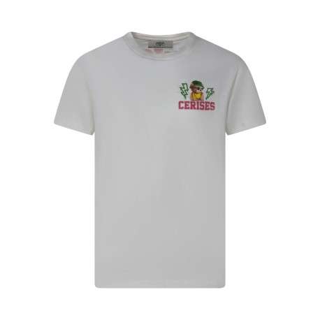 T-shirt en coton blanc uni pourvu d'une coupe droite et d'un col rond