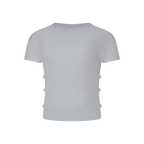 T-shirt en coton blanc uni pourvu d'un col rond et d'une coupe droite - Image 2