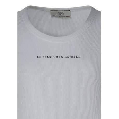 T-shirt en coton blanc uni pourvu d'un col rond et d'une coupe droite - Image 3