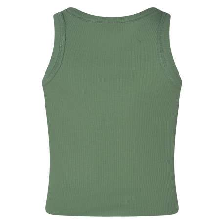 Débardeur en coton vert uni pourvu d'une coupe ajustée et d'un col rond - Image 2