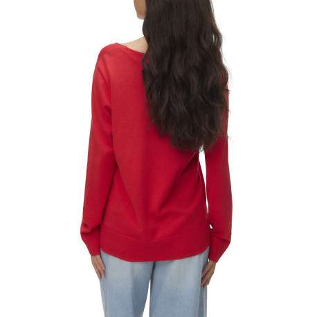 Pull rouge à coupe ajustée pourvu d'un col v et de manches longues - Image 3