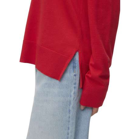 Pull rouge à coupe ajustée pourvu d'un col v et de manches longues - Image 4