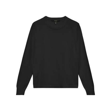 Pull noir à coupe ajustée pourvu d'un col rond et de manches longues