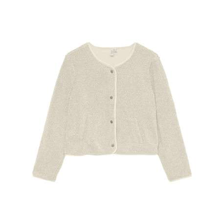 Veste écrue à coupe ajustée pourvue d'un col rond et de manches longues