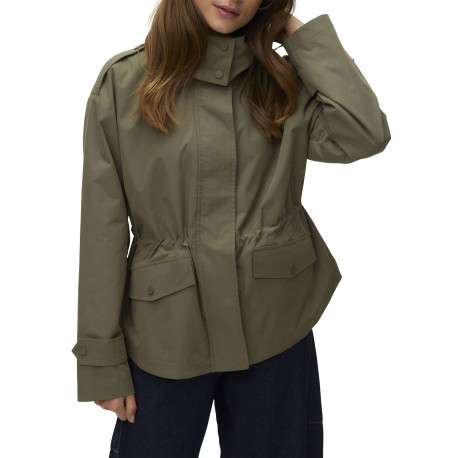 Parka kaki à coupe ajustée pourvue d'un col à capuche boutonné - Image 2