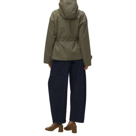 Parka kaki à coupe ajustée pourvue d'un col à capuche boutonné - Image 3