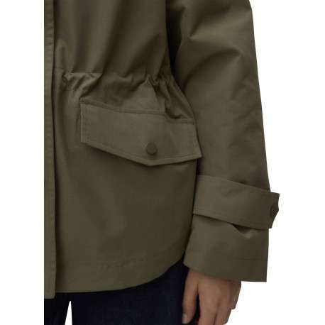 Parka kaki à coupe ajustée pourvue d'un col à capuche boutonné - Image 4