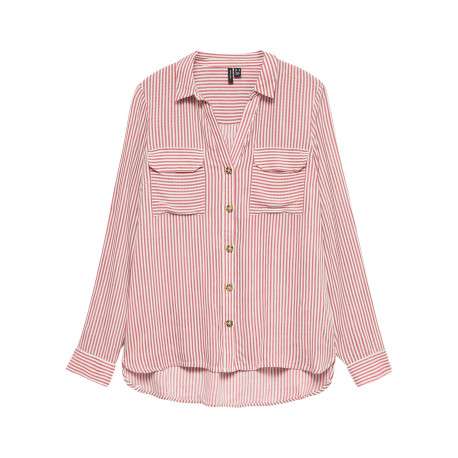 Chemise rose à coupe ajustée pourvue d'un col à revers et de manches longues