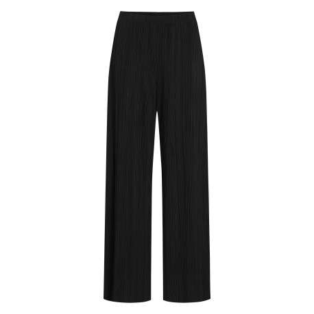 Pantalon noir uni avec une coupe flare et une taille élastiquée