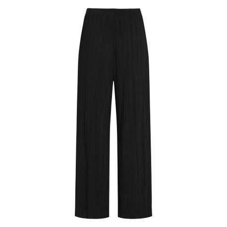 Pantalon noir uni avec une coupe flare et une taille élastiquée - Image 2