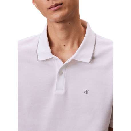 Polo en coton blanc à coupe droite pourvu d'un col à revers boutonné - Image 4