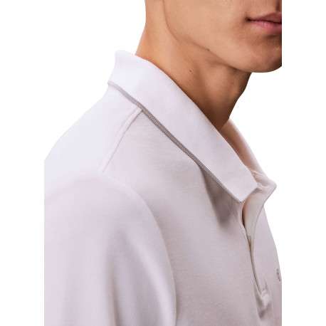 Polo en coton blanc à coupe droite pourvu d'un col à revers boutonné - Image 5