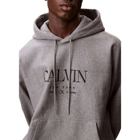 Sweat en coton gris à coupe droite pourvu d'un col à capuche - Image 4