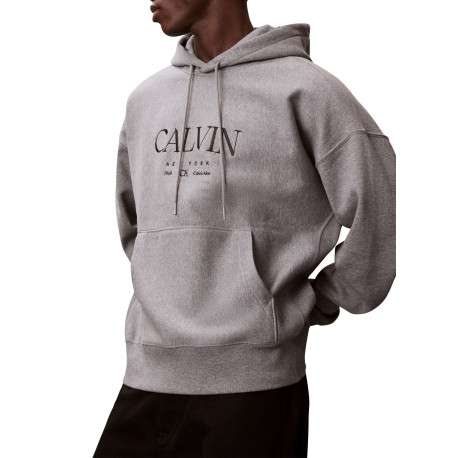 Sweat en coton gris à coupe droite pourvu d'un col à capuche - Image 5