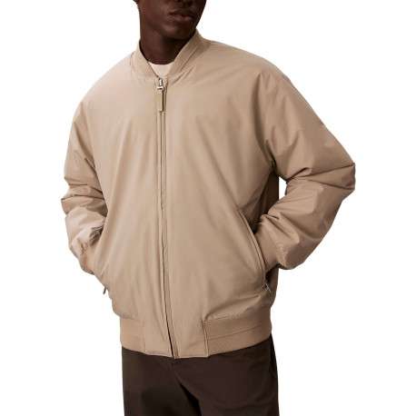 Bomber beige à coupe ajustée pourvu d'une fermeture zippée argentée - Image 2