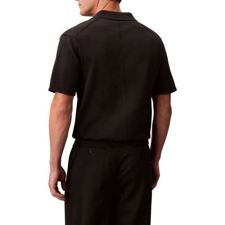 Polo en coton noir à coupe droite pourvu d'un col à revers boutonné - Image 3