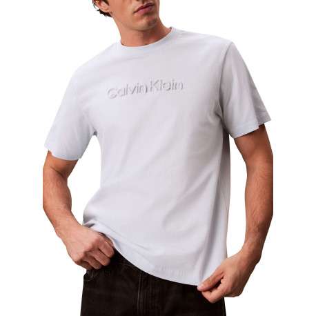 T-shirt en coton ciel à coupe droite pourvu d'un col rond ras de cou - Image 2