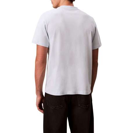 T-shirt en coton ciel à coupe droite pourvu d'un col rond ras de cou - Image 3