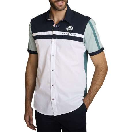 Chemise en coton multicolore à coupe droite pourvue d'inscriptions imprimées