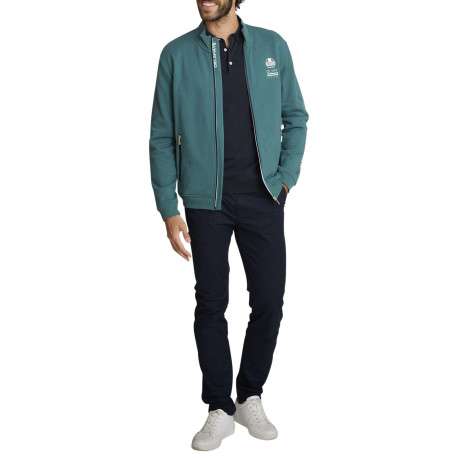 Gilet en coton mélangé uni à coupe ajustée pourvu d'un col montant - Image 6