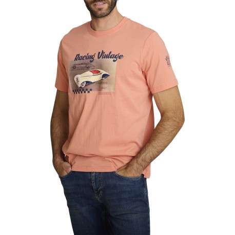 T-shirt en coton orange à coupe droite orné d'un imprimé de voiture