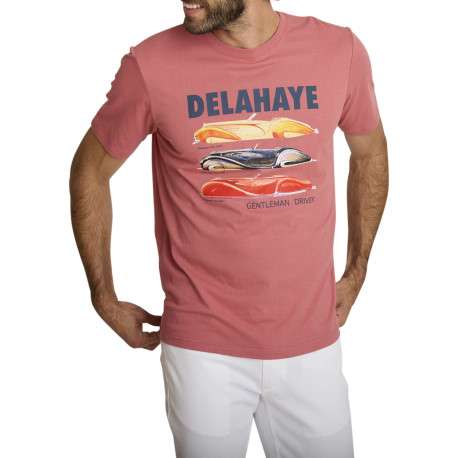 T-shirt en coton rose à coupe droite orné d'un imprimé de voiture