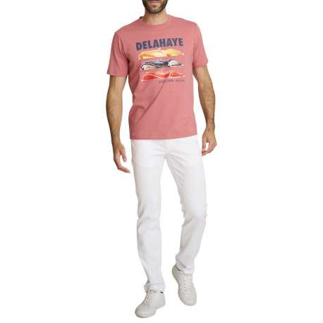 T-shirt en coton rose à coupe droite orné d'un imprimé de voiture - Image 5