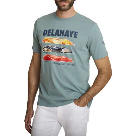 T-shirt en coton vert à coupe droite orné d'un imprimé de voiture