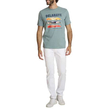 T-shirt en coton vert à coupe droite orné d'un imprimé de voiture - Image 5