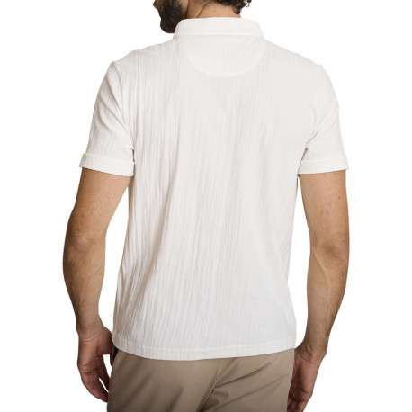 Polo en coton écru à coupe droite pourvu d'un col à revers boutonné - Image 2