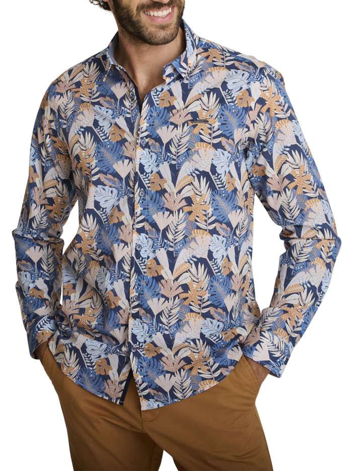 Chemise en coton bleue à...