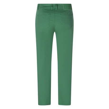Pantalon en coton vert uni pourvu d'une coupe droite et de multiples poches - Image 2