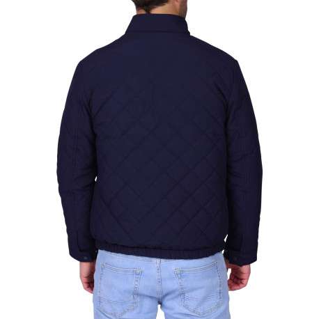 Blouson marine uni avec une coupe droite et un logo brodé à la poitrine - Image 2