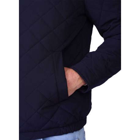 Blouson marine uni avec une coupe droite et un logo brodé à la poitrine - Image 4