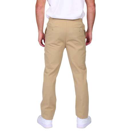 Pantalon jogging beige uni avec une coupe droite et une taille élastiquée - Image 2