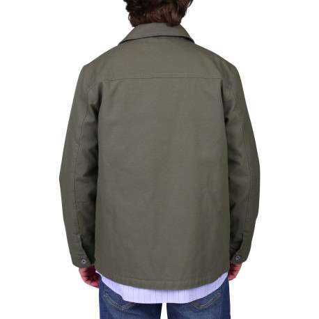 Blouson en coton kaki uni avec une coupe droite et un col à revers - Image 2