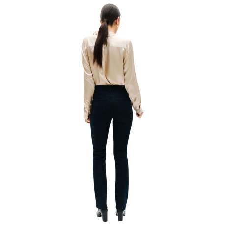 Jean en coton mélangé stone avec une coupe droite et une taille haute - Image 3